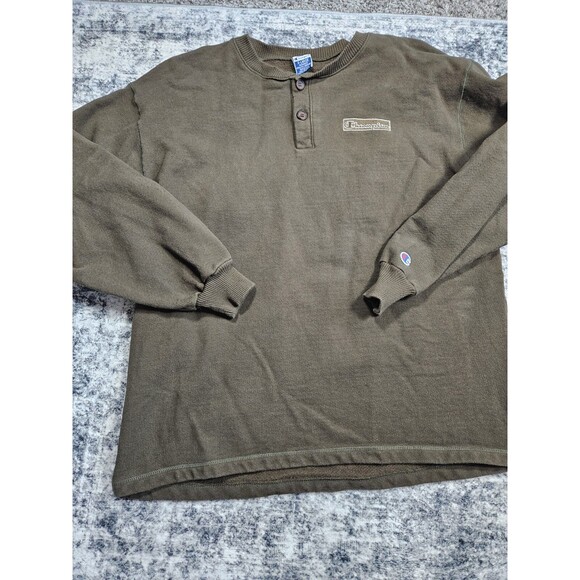 Vintage Champion Henley Heavy Pullover Shirt Green mens XL made in USA  logo - Picture 1 of 6